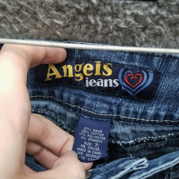 Angels Women's 7 Button-Fly Blue Cropped Jeans 30.75" 24.25" 7.5" - Picture 6 of 11